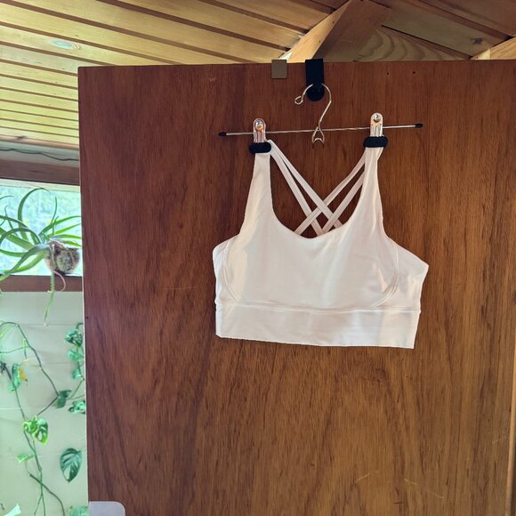 White strappy-back sports bra (Size L) - Picture 1 of 4